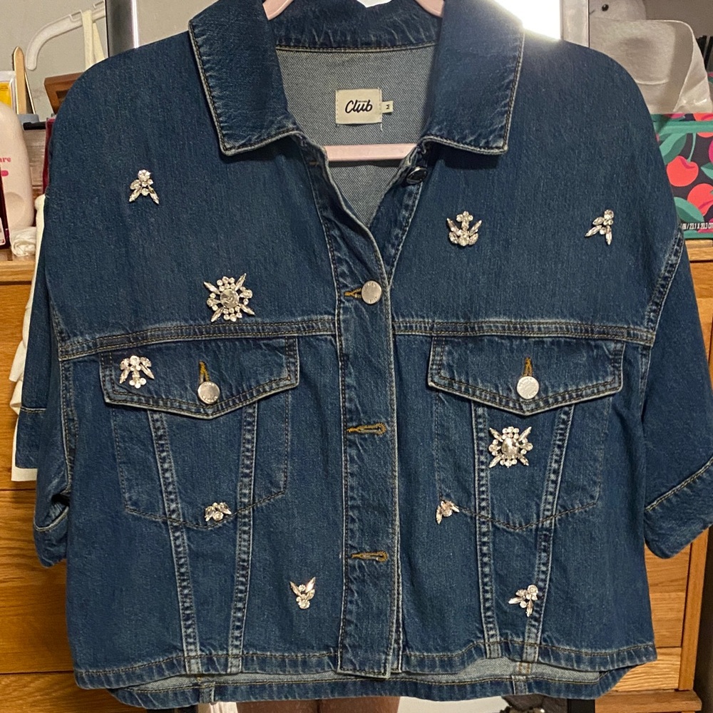 Blue Embellished Jean Jacket